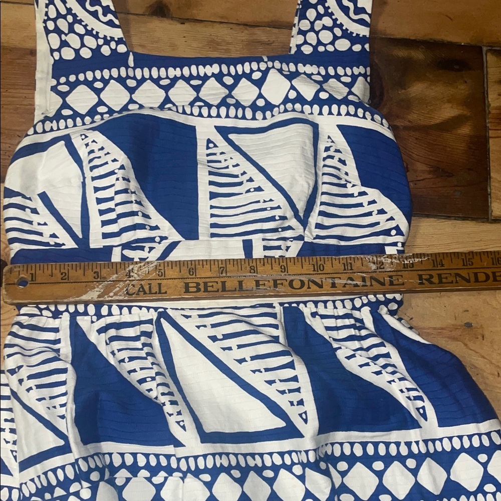 Vintage Created for Liberty House by Malia Blue and White Geometric Maxi Dress - Picture 7 of 8